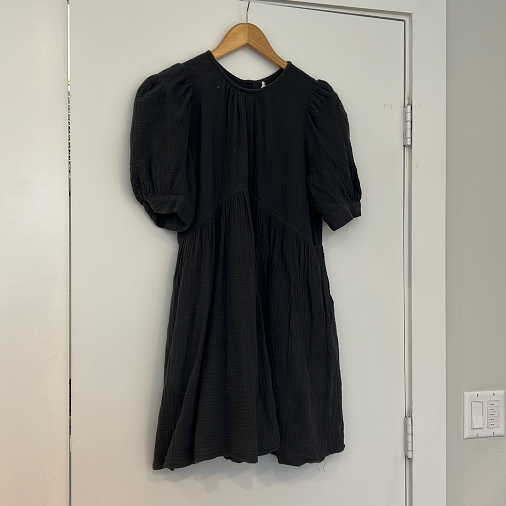 &merci navy peyton puff flare dress women’s M